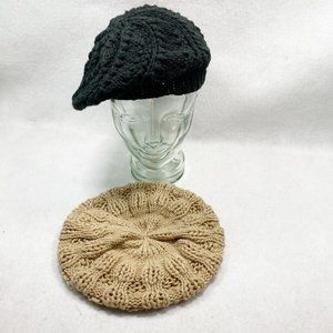 Bundle of D&Y Black & Tan Crochet Berets OS